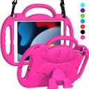 SUPLIK Kids Case for iPad 9th/8th/7th Generation (10.2 inch, 2021/2020/2019), iPad 10.2" Protective Case with Shoulder Strap Handle Stand for Apple iPad 7th/8th/9th Gen, Pink