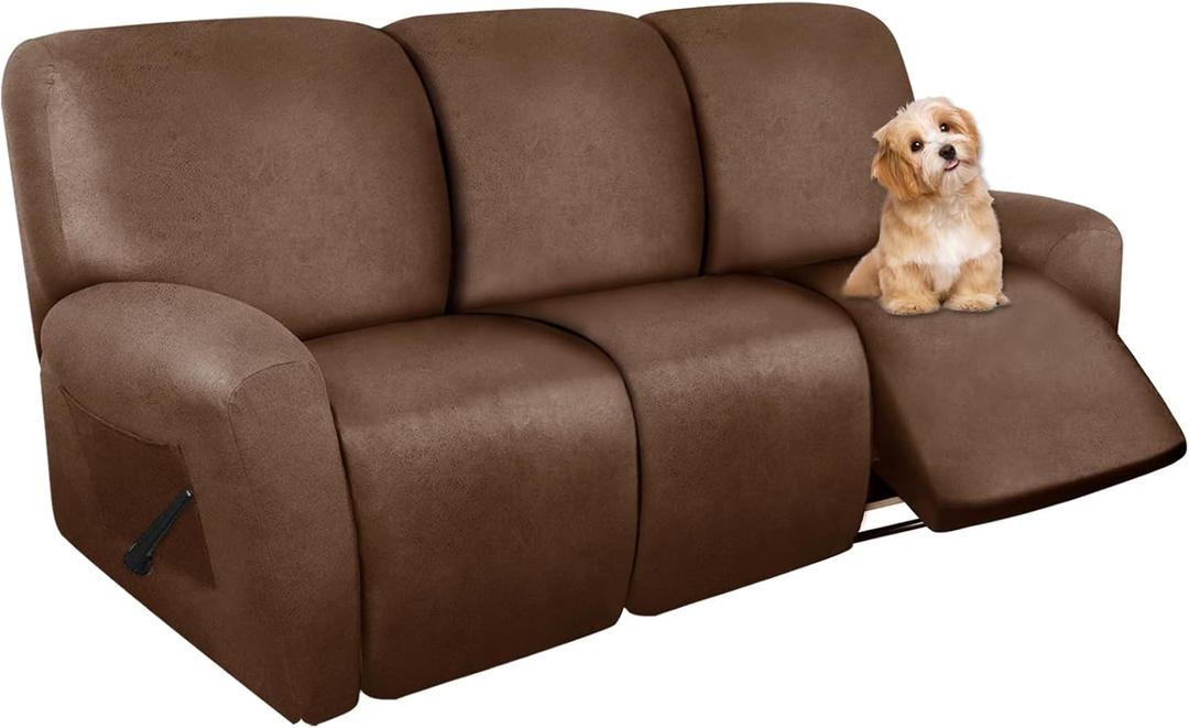 molasofa Recliner Sofa Covers - Leather Like Recliner Sofa 3 Seater Recliner Couch Covers for 3 Cushion Couch 8 Pieces Washable Stretch Reclining Sofa Slipcovers (Brown) molasofa Recliner Sofa Covers - Leather Like Recliner Sofa 3 Seater Recliner Couch Covers for 3 Cushion Couch 8 Pieces Washable Stretch Reclining Sofa Slipcovers (Brown)