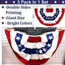 3 Pack 3x6 Feet 250 Anniversary USA Pleated Fan American Flags Bunting for Outside Heavy Duty Double Sided Fade Resistant Patriotic Decor Red White and Blue Half Fan Flags for 4th of July Memorial Day
