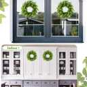 DDHS 11 Inch Artificial Boxwood Small Wreath for Front Doors, 2 Packs Green Leaves Wreath, Spring Summer Mini Wreaths for Indoor Outdoor Hanging Wall Window Wedding Home Decor Party Farmhouse