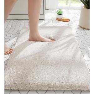 MINIDEAR Bathroom Rugs 32x20 Beige - Thick Memory Foam Bath Mat, Ultra Soft & Plush Fluffy, Non-Slip, Quick Dry, Absorbent Washable Floor Microfiber Mat for Tub, Home Decor Accessories