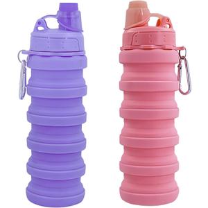 Collapsible Water Bottles Travel water bottle Sports Portable Sport Water Bottle Reusable Water Bottles comes with mountaineering Buckle 500ml silicone Water-proof camping water bottle