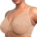 HSIA Minimizer Bras for Women Enchante Full Coverage Underwire Bras Plus Size Lifting Floral Lace Bra for Heavy Breast (Beige, 38D)