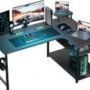GTRACING L Shaped Gaming Desk, Carbon Fiber Style Computer Desk Compatible with Monitor Arm Storage Shelves Corner Desk Gaming Table for Home Office Desks Easy to Assemble Adjustable Shelf Height (47.24*29.13*19.68in)