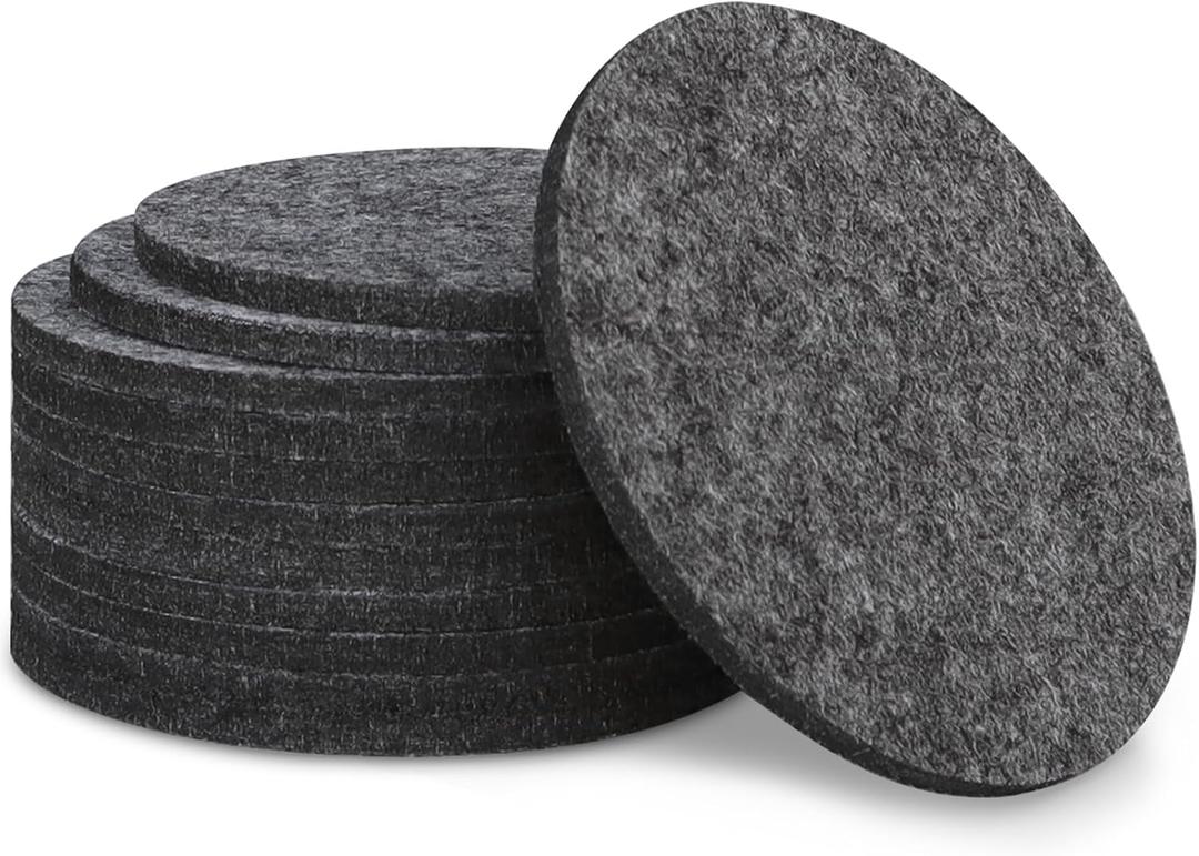 12 Pcs Felt Drink Coasters, 4 Inch Round Absorbent Felt Coasters for Drinks, Thickened Absorbent Coaster for Home Decor Coffee Tabletop Protection, Grey 