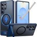 TORRAS Strong Magnetic & Seamless Stand for Samsung Galaxy S25 Ultra Case, Fit for MagSafe, Mil-Grade Drop Protection, Adjustable Kickstand for Samsung Galaxy S25 Ultra Case, Slim Frosted Matte Blue