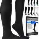 SB SOX Compression Socks for Men & Women (20-30mmHg) Best Compression Socks for Flying, Medical, Sports, Wide Calf Fit, and Daily Wear (Black, XL)