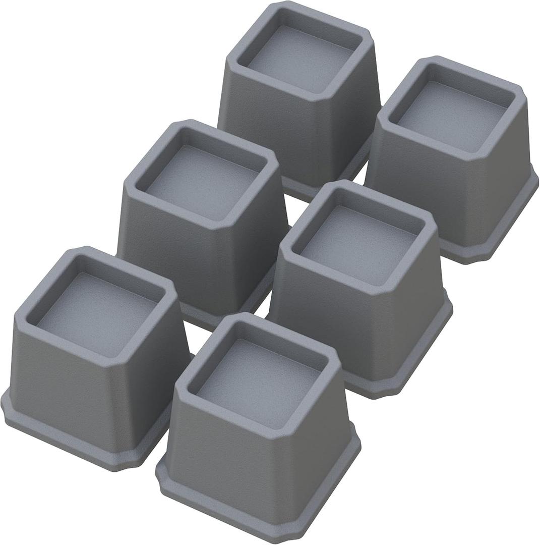 Bed Risers 3 Inch Heavy Duty Bed Elevators, Set of 6 Lifts Up 3,000 lbs Furniture Riser for Sofa and Table, Grey