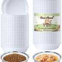 Bulk Disposable Cat Bowls Set (300 Pcs Cat Food Bowl liners + 2 Pcs Stainless Steel Pet Bowls) Disposable Pet Food Bowls for Puppy Kitten Small Dogs Cats Small Paper Bowls for Dry and Wet Food (White)