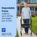 Medline Superlight Aluminum Rollator, Black - Ultra-Lightweight, Foldable & Durable Mobility Walker