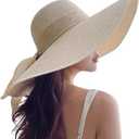 Beach Hats for Women - Beach Hat Womens UPF 50+, Packable Sun Hat Women Roll Up, Wide Brim Straw Hat for Women