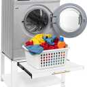 Royxen Washer and Dryer Pedestals with Drawer, 28" W x 28" D x 19" H Metal Heavy Duty Laundry Pedestal, Universal Washing Machine Stand for Basket Shelf, 850 lbs Capacity, White