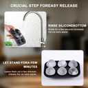 4 x 6-Cavity Round Ice Cube Tray - Durable Silicone Mold for Perfectly Round Ice Cubes, Ideal for Cocktails, Whiskey, and Beverages (Black)