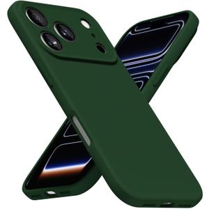 LoeoeL for iPhone 17 Pro Max Phone Case Silicone, Minimalist Ultra Thin Slim Soft Rubber Gel Solid Color Matte TPU Cute Case for Women Men, Girly Plain Aesthetic Design & Camera Cover, Dark Green