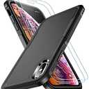 SPIDERCASE for iPhone Xs Max Case, [10 FT Military Grade Drop Protection] [Non-Slip] [2 pcs Tempered Glass Screen Protector] Shockproof Airbag Cushion Protective Case for iPhone Xs Max 6.5” (Black)
