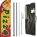 Pizza Feather Flag Pole Kit for Italy Food Shop Open, Restaurant Businesses Advertising Feather Flag Kit Include 8 Feet Flag Banner,12 Feet Flagpole, Ground Stake and Stored in Travel Bag (Blue)