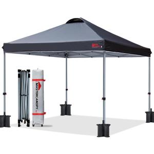 MASTERCANOPY Durable Pop-up Canopy Tent with Roller Bag (10x10, Black)