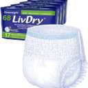 LivDry M Overnight Adult Diapers for Women and Men, Incontinence Underwear, Medium, 68-Pack