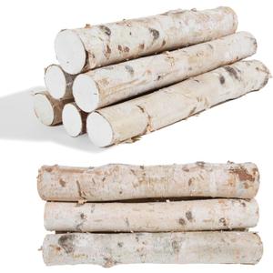 6 Pack Birch Logs Decorative Natural Birch Log for Decoration,Crafts,DIY,White Birch Logs for Fireplace Decor Firewood(Logs:1.4"-2.6" Dia. x 16.5" Length)