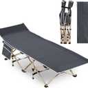 Yaheetech Folding Camping Cot, Portable Military Canvas Sleeping Bed, Outdoor Comfortable Lightweight Bed with Carry Bag for Hiking, Backpack Travel, Home & Office (Grey)