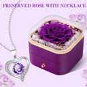 Beferr Birthday Gifts for Women Preserved Real Rose with Necklace Eternal Purple Roses Forever Flowers for Delivery Anniversary Mothers Day Flower Gifts for Mom Wife Grandma Daughter Her Girlfriend