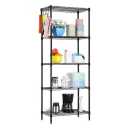 5-Tier Storage Shelves Standing Shelving Metal Units, Adjustable Height Wire Shelf Display Rack for Pantry Laundry Bathroom Kitchen 16.6” x 11.8” x 63”, Black