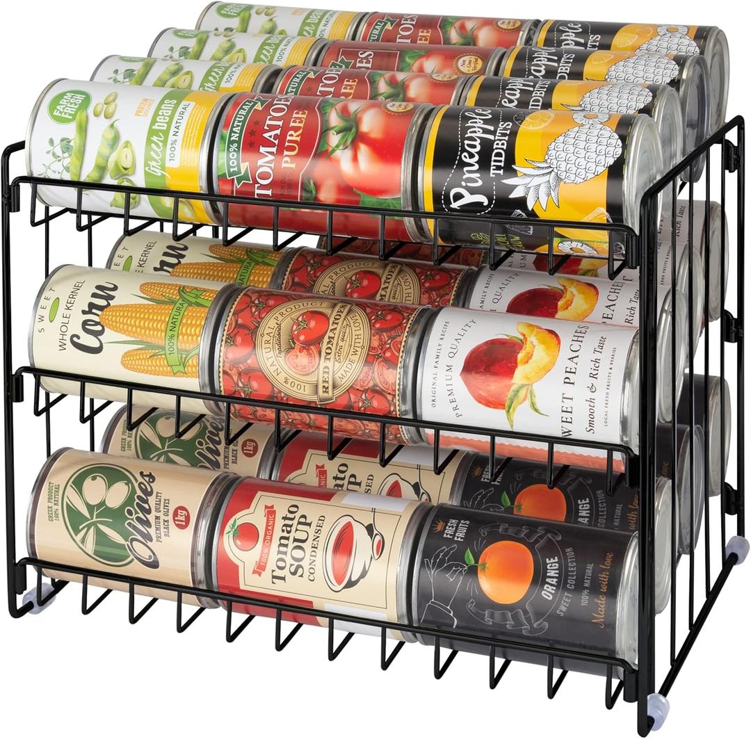 Kitchen Details 3 Tier Can Organizer | Canned Food Storage Rack | Kitchen Cabinet and Pantry Organization | Holds 36 Cans | Space Saving | Onyx