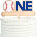 Gostman Baseball One Birthday Cake Topper - First Birthday Party Decorations, Sport 1st Birthday Party Supplies, Wooden Cake Topper