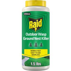 Raid Outdoor Wasp Ground Nest Killer, Dust Insecticide for Outside Household Use on Wasps, Fast-Working, Easy-to-Use and Odorless, 24 oz