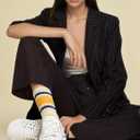 Retro Striped Crew Socks Breathable Cotton Athletic Socks with Seamless Toe, Unisex Comfort Fit for Women and Men (3 Packs-b)