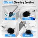 Ceramic Toilet Brush & Holder Set - Freestanding Deep-Cleaning Toilet Bowl Cleaner Brush, Stainless Steel Handle, Small & Sturdy for Storage, Easy to Clean, Non-Scratching