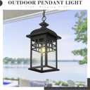 Emliviar 20" Farmhouse Outdoor Pendant Light, Large Outdoor Hanging Light for Porch Gazebo, Black Finish Aluminum with Seeded Glass Shade, DE279H-M BK, Large - 1 Pack