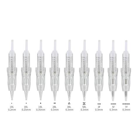 10 PCS M3 Needle Cartridge - Compatible with Intelli, Lady & Arrow Permanent Make Up Machine By Mellie Microblading - Ombre Powder Brows Shading Eyeliner Lip Tattoo (Needle, 1RL .25mm)