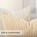 24x24 Inch Cream Corduroy Throw Pillow Covers 2 Packs Decorative Pillowcase