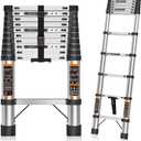 Telescoping Ladder 10.5 FT Stainless Steel Extension Ladder, Collapsible Telescopic Rv Ladders Extendable Telescope Folding Compact Adjustable Portable Ladders for Home Roof, 330lbs Max Capacity