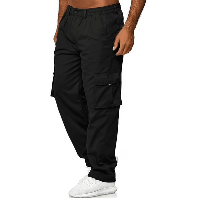 MLDRA Men's Cargo Pants Sweatpants Jogger Work Trousers Relaxed Fit Loose Casual Lightweight Slacks with Multi Pockets Black Large