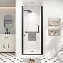 Frameless Pivot Shower Door 28"-30" Wx72 H,1/4"(6mm) Clear Nano Coated (SGCC) Tempered Glass,Reversible Swing Shower Door for Walk-in Shower,Modern Matte Black Finish