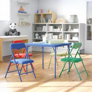 Flash Furniture Mindy Kids 5-Piece set Folding Square Table and Chairs Set for Daycare and Classrooms, Children's Activity Table and Chairs Set
