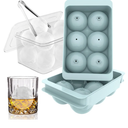 WIBIMEN Large Ice Cube Molds, Big Round Whiskey Ice Cube Trays for Freezer, Easy to Fill & Release, Whiskey Bourbon Cocktail(1.9In*6 Balls- Blue/2 Pack)