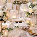Remerry 6 Pcs Crystal Candle Holders Lamp Shaped Crystal Tealight Candle Holders Table Centerpiece for Home Wedding Engagement Birthday Party Events Dining Table Decoration (Clear)