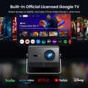 2000 ANSI Official Licensed Google TV Outdoor Projector 4K Full HD, Smart Projector with Wifi and Bluetooth, Auto Focus, Dolby Sound,Built-in Apps,HAPPRUN Indoor Home Theater for Phone/TV Stick/PC/PS5