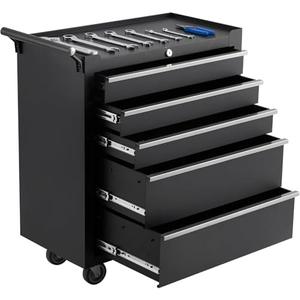 Rolling Tool Chest, 5 Drawers Tool Storage Cabinet with Wheels, Portable Tool Cabinet Organizer with Locking System & Drawer Liners,Universal Lockable Wheels, Tool Storage Cart for Garage, Workshop