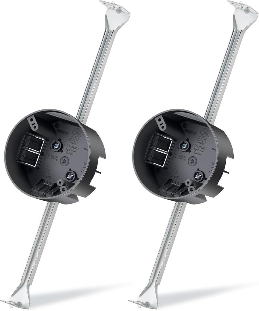 Therwen 2 Pcs Ceiling Fan Brace Electrical Box 14.25 to 22.5 Inch Adjustable Electrical Box and Support Bar Fan Mounting Bracket for Summer Light Fixtures Installations (Gray)