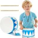 Kids Drum Set,8 Inch Wooden Drum Toys,Educational Baby Musical Toy with an Adjustable Strap and 2 Drumsticks,Sensory Musical Instrument Toys for Toddler,Kids,Boys & Girls (Blue Triangle Style)
