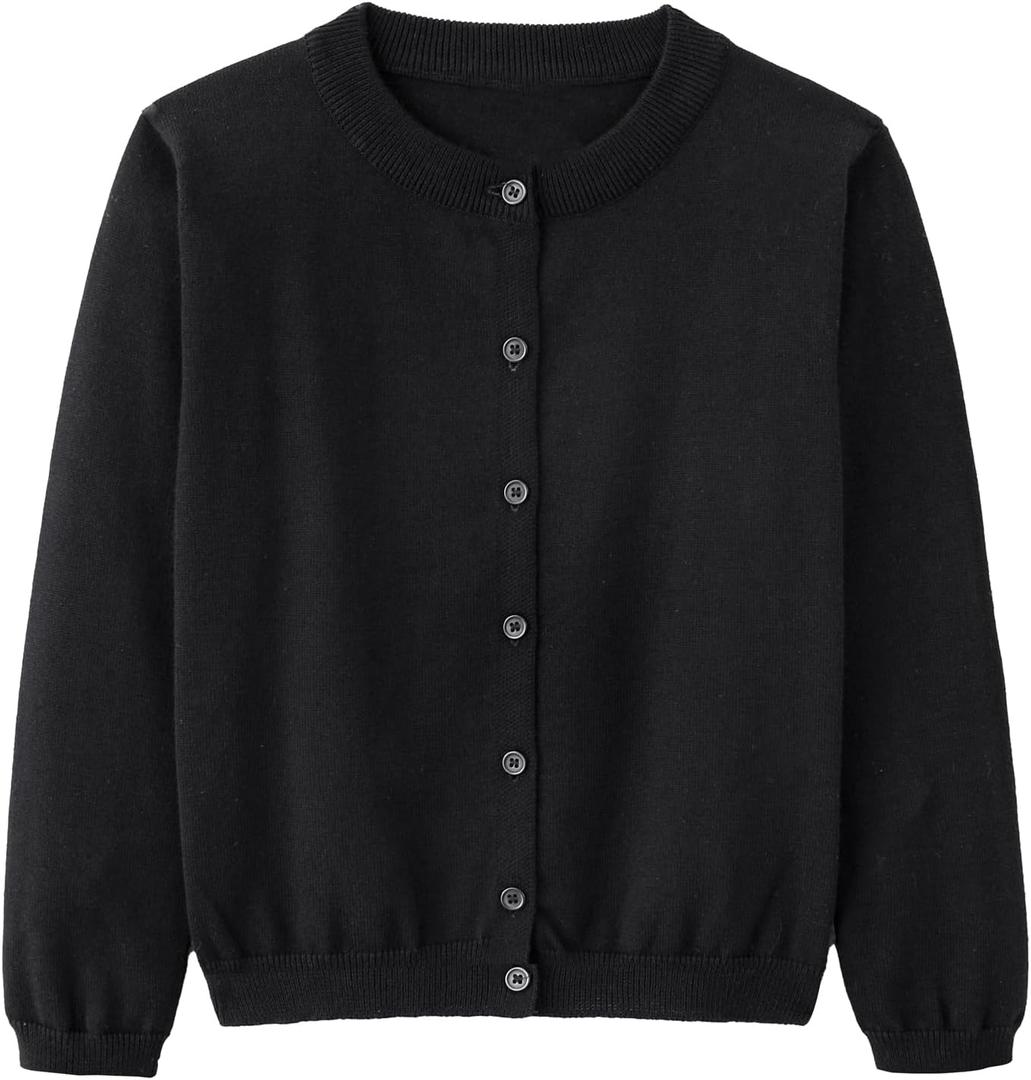 Girls Cardigan Sweater School Uniforms Toddler Long Sleeve Button Knit Solid Sweaters Tops Size 120