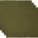 DII Basic Everyday Ribbed Tabletop 100% Cotton, Placemat Set, 13x19, Sage, 6 Piece (Vineyard Green)