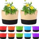 12 Pack Multicolor 10 Gallon Grow Bags - Fabric Plant Pots with Handles for Outdoor Garden and Vegetable Planting