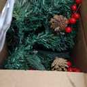 Glintoper Lighted Artificial Christmas Urn Filler, Pre-lit Xmas Pine Trees with Cones, Golden & Red Berries, Tripod Stake and 60 LED Lights, Outdoor Light Up Planter Filler Holiday Home Decor, Pack of 2