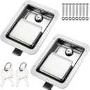 Truck Tool Box Lock Replacement kit, Stainless Steel Paddle Latch Truck Bed Toolbox Handle, Trailer Door, RV, Camper, ATV, UTV, 5.85" L x 4.25" W with keys