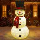 5ft Outdoor Snowman Christmas Decorations, Lighted Snowman with 200 LED Lights, Large Outdoor Christmas Decorations for Yard, Porch, Indoors